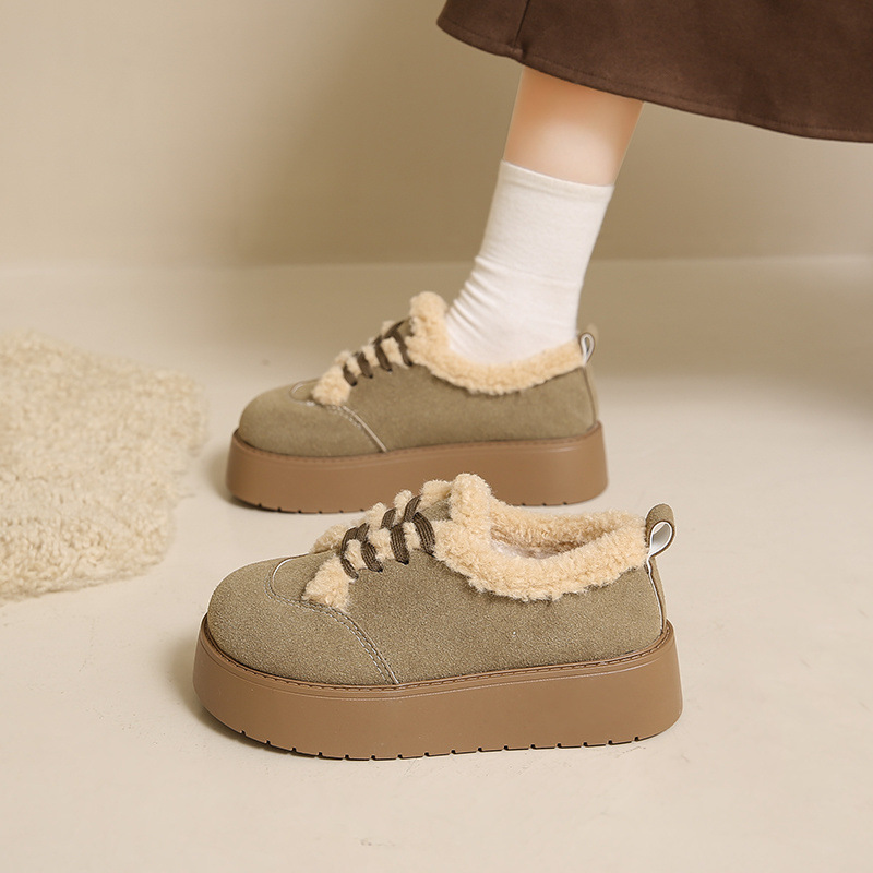 가을 겨울 여성용 두꺼운 밑창 고조 스노우 부츠 24 새로운 벨벳 두꺼운 BIRKENSTOCK 신발 한쪽 다리 DONGBAO 면화