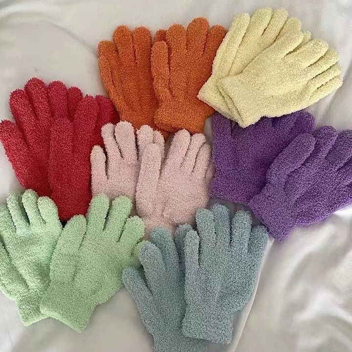 demi-season keep warm non-slip coral solid color universal gloves