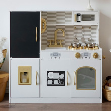儿童ins灯光氛围全套黄金厨房仿真过家家声光北欧木质厨房玩具