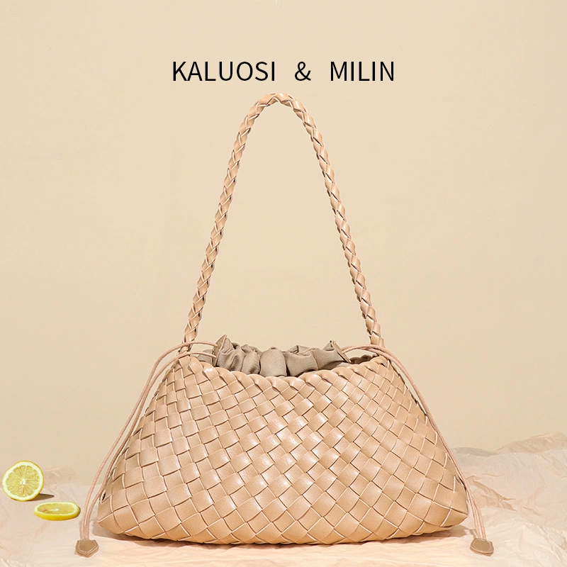 2025 новый стиль женская сумка Французская мода ручной тканый мешок ручной работы корзина для овощей сумка на плечо индивидуальный экспорт небольшая квадратная сумка