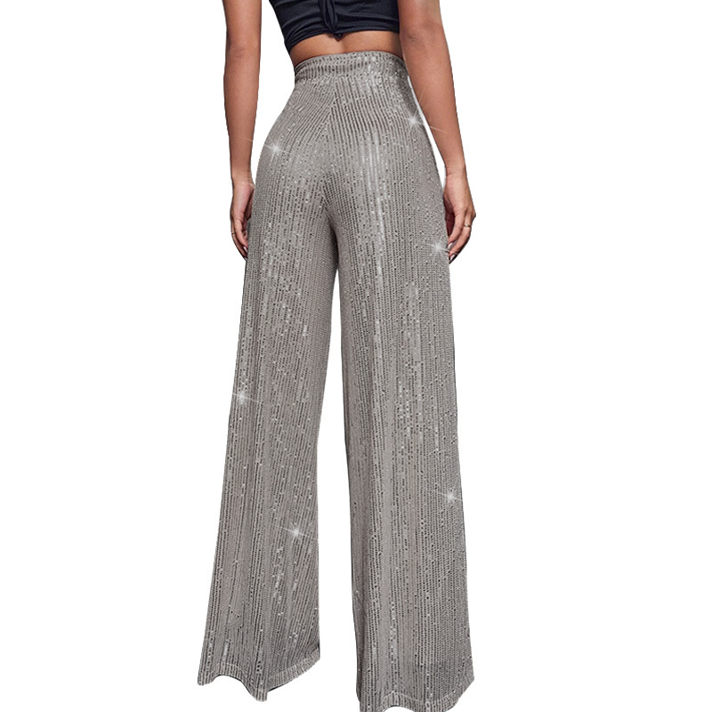 Women's Party Street Fashion Solid Color Full Length Sequins Casual Pants display picture 15