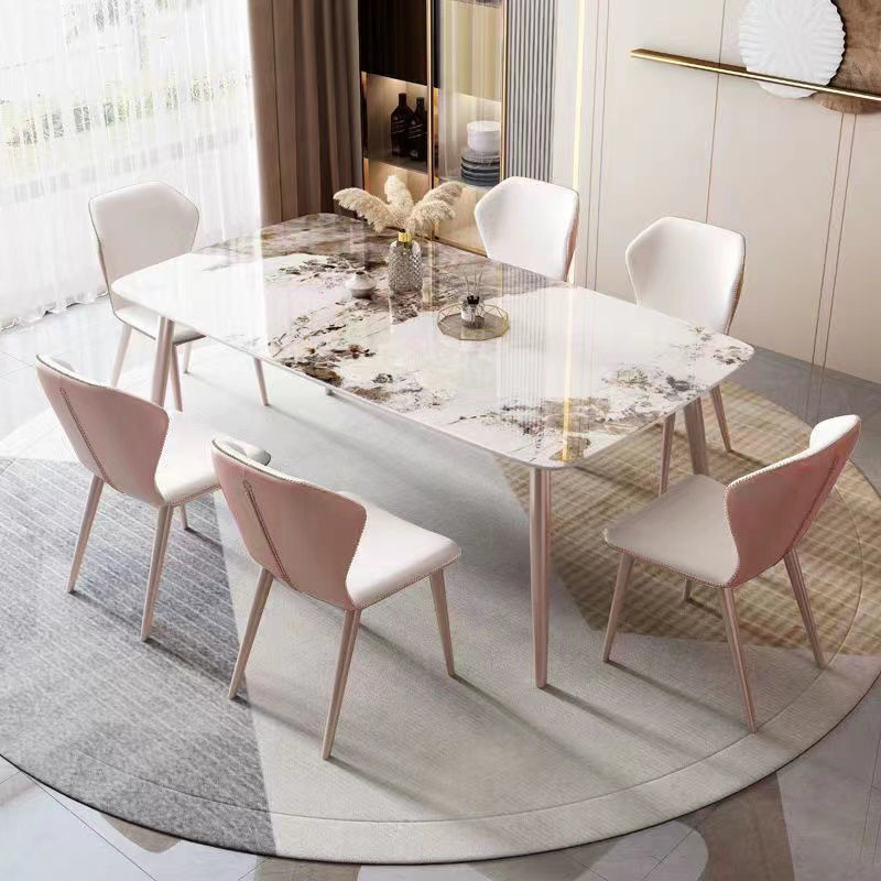 Italian Light Luxury Slate Dining Table and Chair Combination Modern Simple Small Apartment Home Long Table Living Room Dining Table
