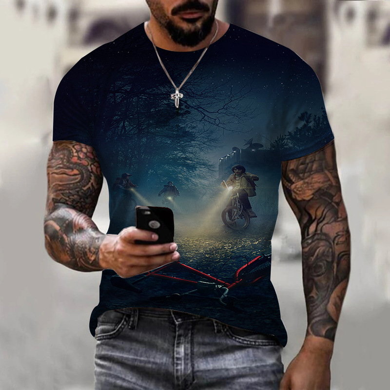 Cross-border Explosions Movie Strange Story 3D Digital Printing Men's Short-sleeved T-shirt Youth Fashion Top