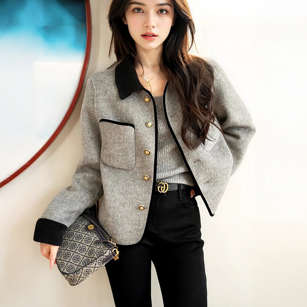 反季节清仓双面羊绒大衣女斗篷双面呢短小个子气质羊毛呢外套秋冬