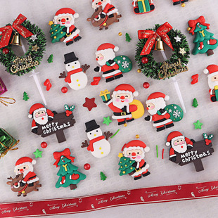 Christmas Cake Decoration Internet Celebrity Soft Glue Old Man Snowman Grass Circle Leaf Couple Boys and Girls Christmas Plug-in
