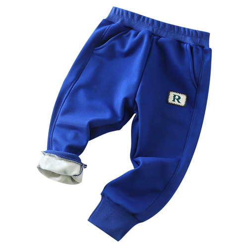 Children's velvet casual pants new winter thickening medium and large children's leggings pants for boys and girls sports warm long sweatpants