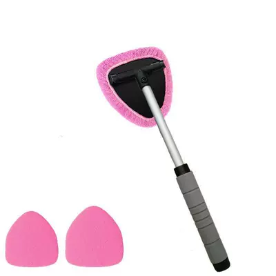 Car cleaning tools – Window Brush Set - 1-set-pentagon-retractable-3-pink-cloth-covers