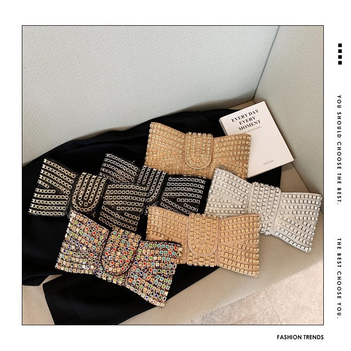 Transfronterizos Europa y América damas diamantes de diamante bolsas de cena nicho de diseño de bolsas de mano de banquete arco vestido de cena