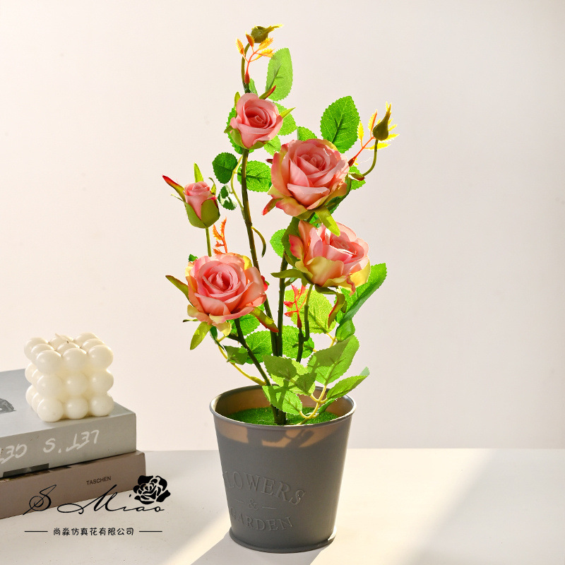 flores falsas estilo pastoral rosa pequeña flor de simulación bonsai decoración creativa flor de moda plantación verde artificial simulación maceta