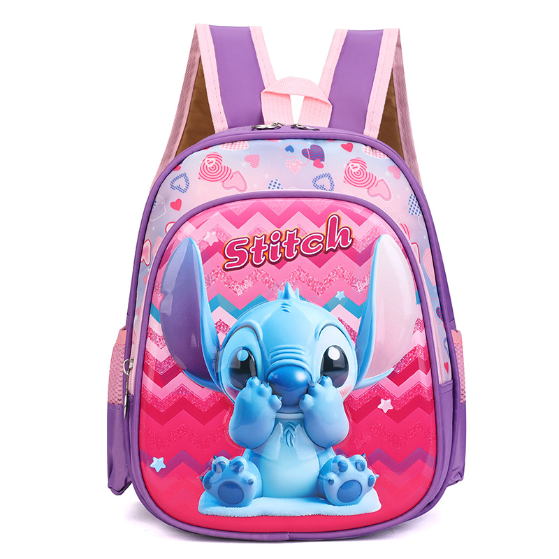 Mochila de dibujos animados Stitch de carcasa dura de 12 pulgadas al por mayor Mochila de jardín de infantes ultraligera Mochila para niños de 3-4 años