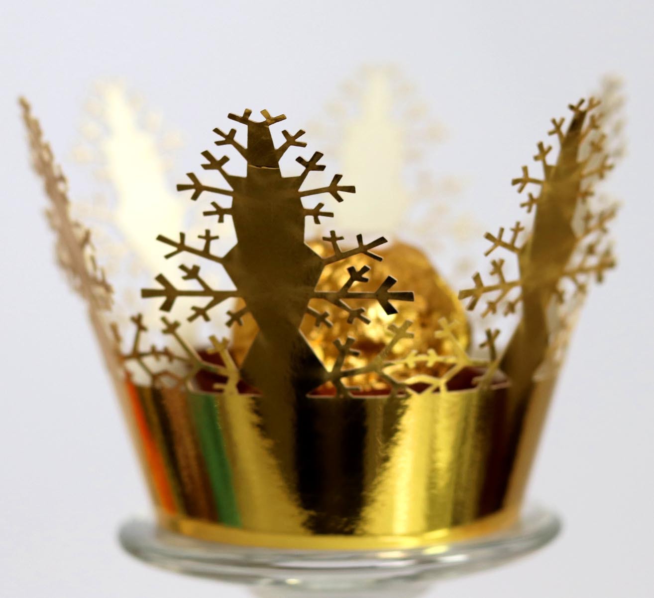 结婚创意烘焙蛋糕围边 大树款镂空纸杯 反光金色蛋糕小纸托 批发
