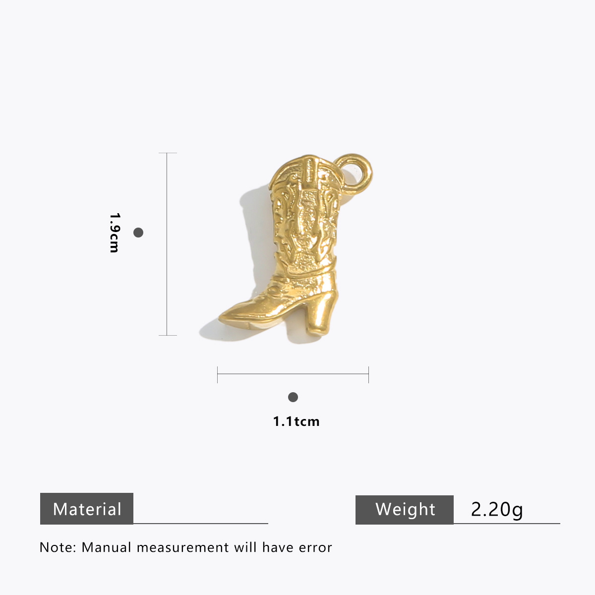 6g Weight Pendant Jewelry Making Type Charms Classification 5 PCS/Package Quantity 304 Stainless Steel Material Boots Pattern All Seasons Season Plating Design Retro, Classic Style Style 5 PCS/Package 304 Stainless Steel Boots Pendant Charms 29