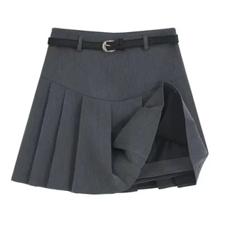 灰色百褶裙短裙女2025新款春夏西装小个子高腰显瘦a字半身裙秋冬