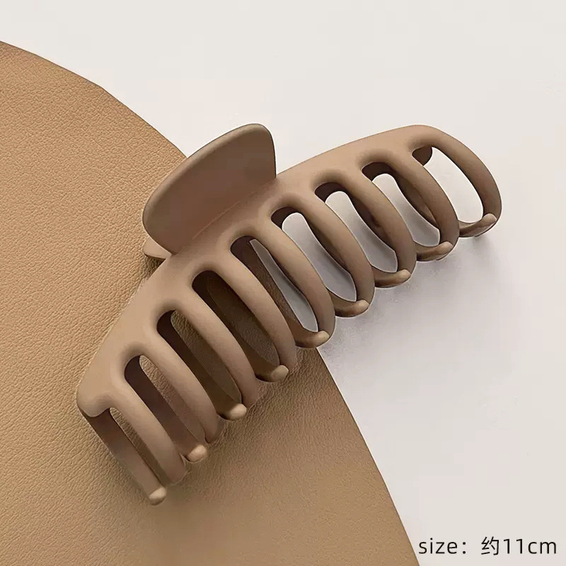 Milk Brown simple clip de tiburón horquilla hembra Cabeza trasera updo clip de pelo cabeza de plástico grande pinza de pelo tocado horquilla