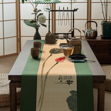 禅意印花桌旗复古茶席新中式竹制泡茶茶垫干泡隔热帘