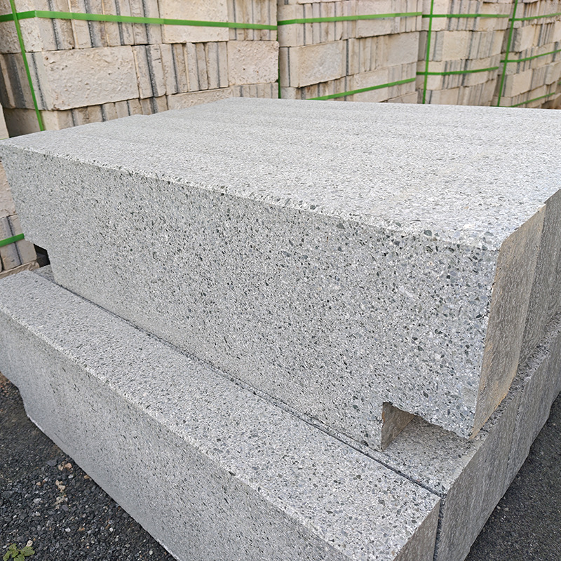 PC仿石砖路缘石 路边石 仿石路沿石芝麻灰混凝土路缘石异形路沿石