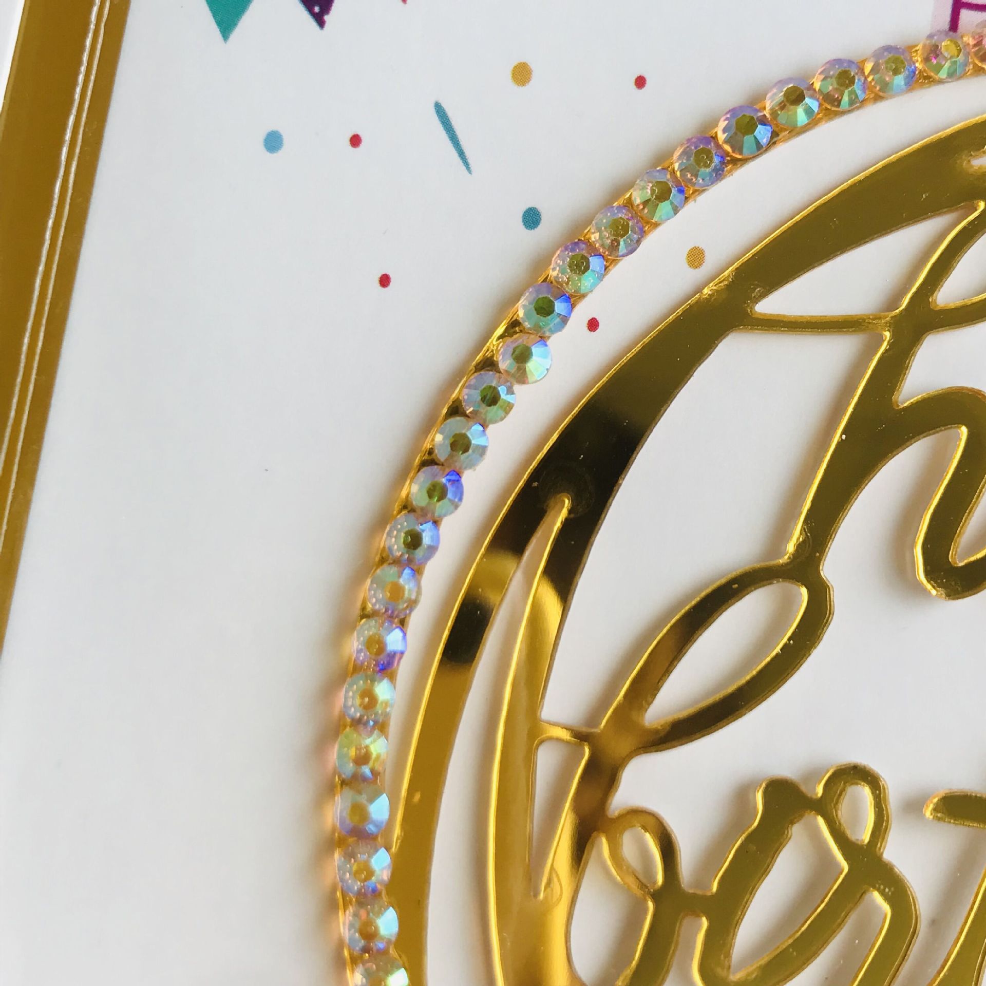 Suministro transfronterizo acrílico diamante Feliz Cumpleaños feliz cumpleaños pastel tarjeta inserción postre decoración mesa