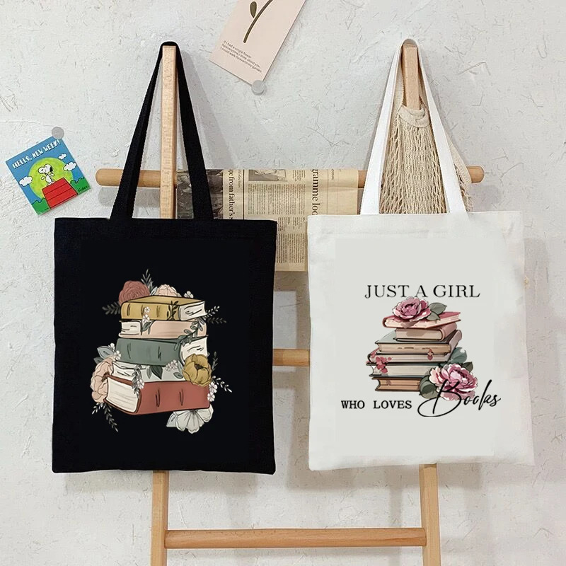 Canvas Tote Bag Retro Rose Book Fashion Shoulder Bag Canvas Tote Bag Retro Rose Book Fashion Shoulder Bag