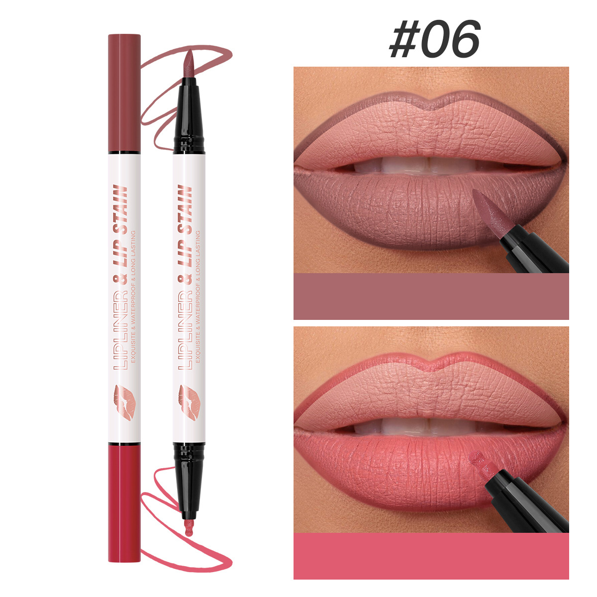 USHAS Delineador de labios de maquillaje de punto transfronterizo europeo y americano, lápiz de labios teñido, efecto de maquillaje mate impermeable y sin decoloración SAP018