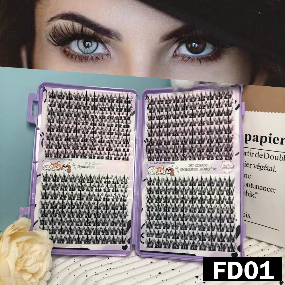 Comercio exterior denso FD01 libro de pestañas de gran capacidad ligero suave simulación de gripe de cabello Barbie curvilinear un solo racimo de pestañas falsas