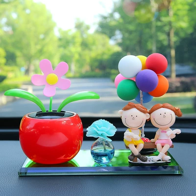 Perfume Ornaments, High-End Men's and — Car ornaments - reading-couple-red-sun-flower-single-bunch-of-colorful-balloons