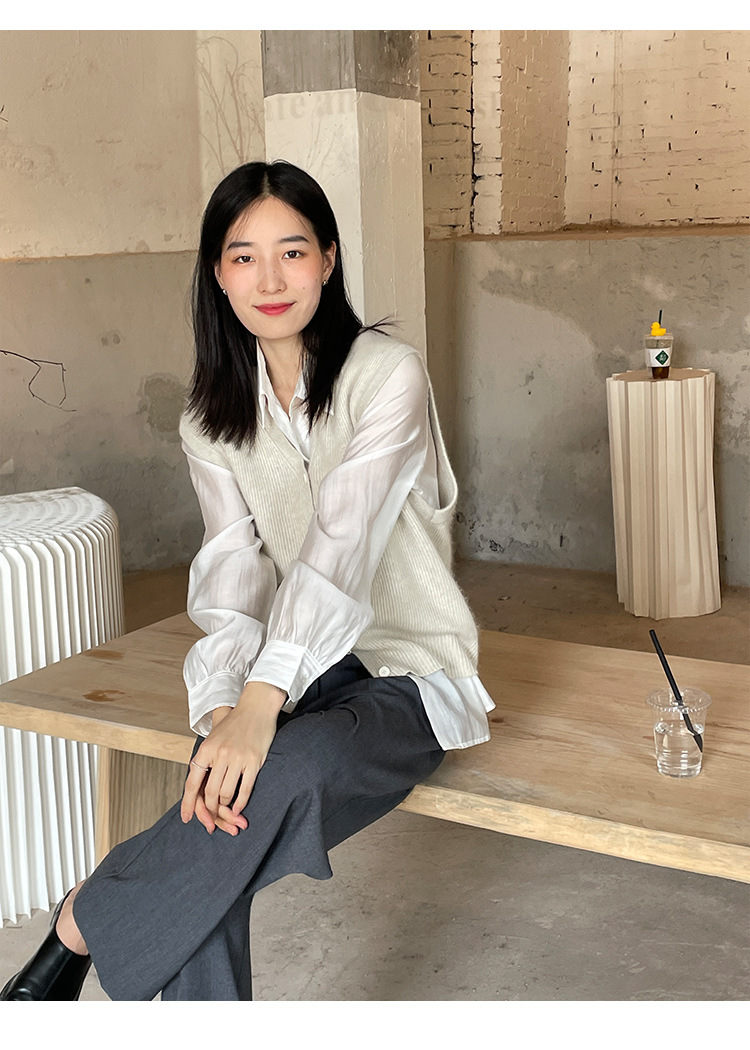 木兰时髦复古小马甲开衫女2023春季新款韩版简约针织上衣女 21507详情31