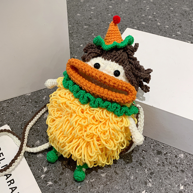 Douyin popolare salsiccia bocca grande bocca borsa per cellulare borsa fatta a mano all'uncinetto fai da te in lana per maglieria borsa divertente portachiavi_voghion.com