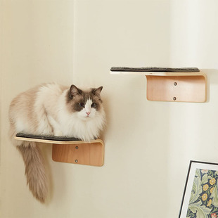 Amazon's Popular 2-Step Cat Stairs Wooden Wall-Mounted Cat Climbing Frame with Scratching Pad and Play Area