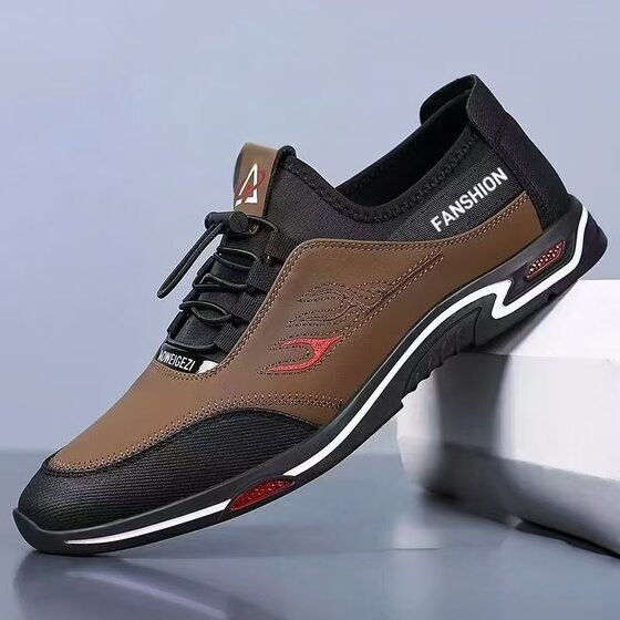 New Shoes Men's Breathable Leather Shoes Casual Shoes Middle-aged Men's Doug Shoes Low-top Leather Shoes Men's Father Business All-match