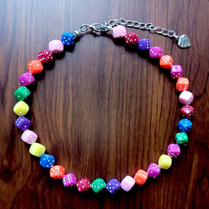 骰子首饰套装批发亚克力迷你色子手链项链外贸跨境彩色迷你骰子