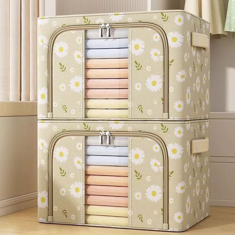 Daisy Steel Frame Storage Box Transparent Foldableing Washable Moisture-Proof Clothing Storage Box Quilt Seasonal Home Storage Box