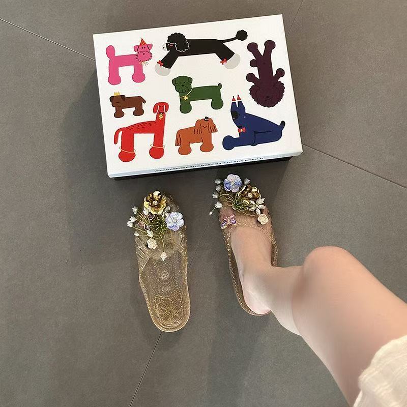 Korean Toe-Toe Slippers, Jelly Shoes, Women's Rhinestone Flower Crystal Shoes, Beach Shoes, Summer Home Shoes, Sandals and Slippers Korean Toe-Toe Slippers, Jelly Shoes, Women's Rhinestone Flower Crystal Shoes, Beach Shoes, Summer Home Shoes, Sandals and Slippers