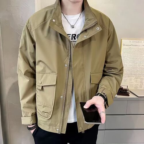 Men's Spring and Autumn Outerwear, Trendy Brand Fashion Stylish Top, High-end Workwear Jacket Clothing