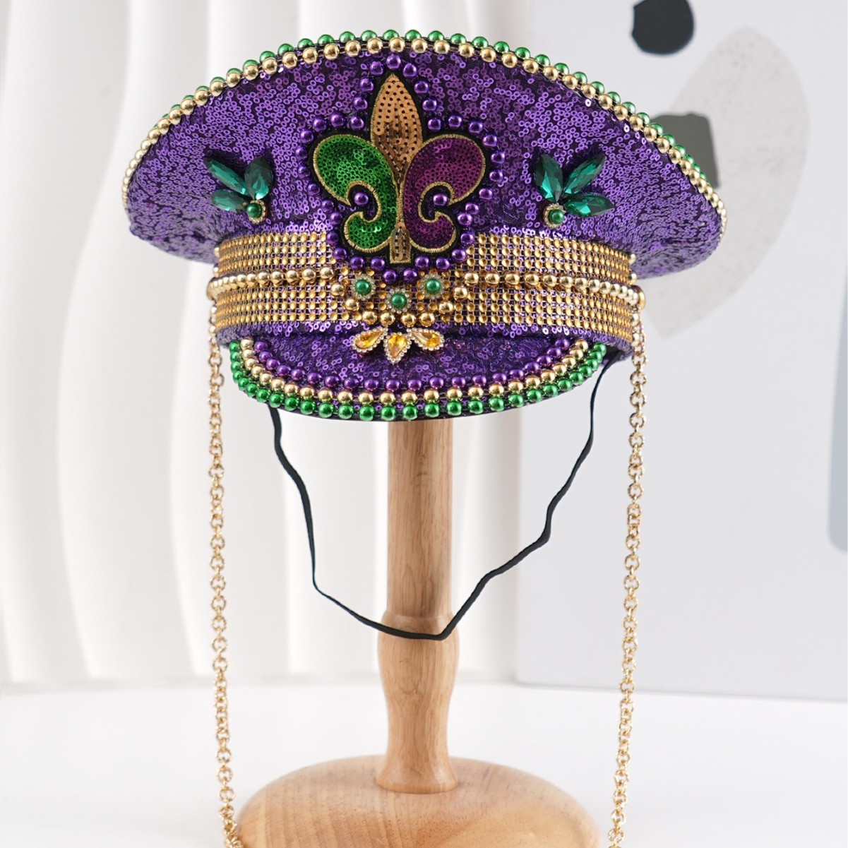 Sombrero azul marino con incrustaciones de diamantes, boina estilo punk, sombrero y2k, sombrero de marinero para mujer con ambiente otoñal e invernal, sombrero dorado para clima frío