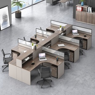 ✅ Staff Desk Office Employee Desk Cross-Shaped Double 4 Four 6 Artificial Workstation Card Holder Financial Screen Table and Chair Set