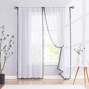 Factory hot sale cross-border e-commerce platform Amazon WISH transparent wool ball window screen one-piece delivery boutique curtain