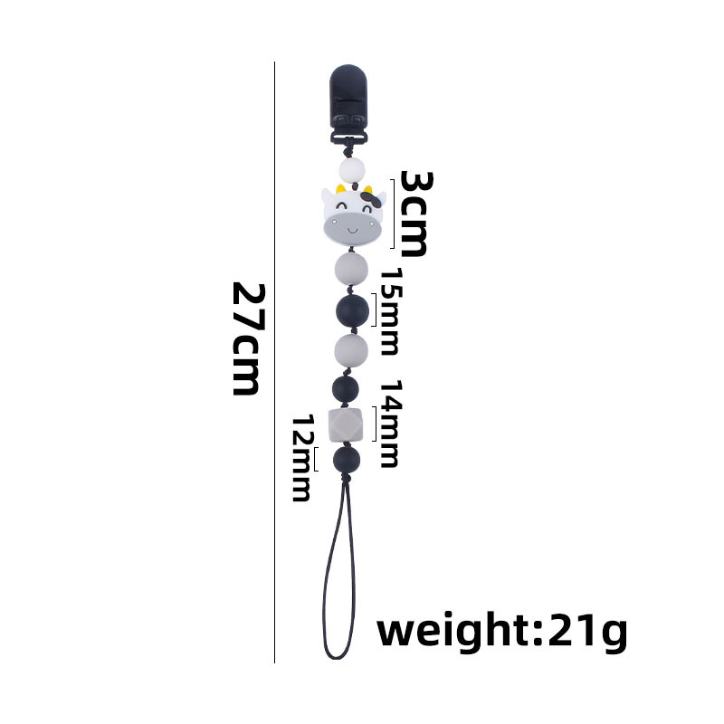 Suministros para bebés de silicona vaca chupete cadena bebé mordedor palo cadena anti-caída Amazon nueva cadena anti-perdida