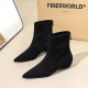 6825-1 French retro minimalist back zipper low heel fashion boots for women, suede casual versatile pointed slim short boots