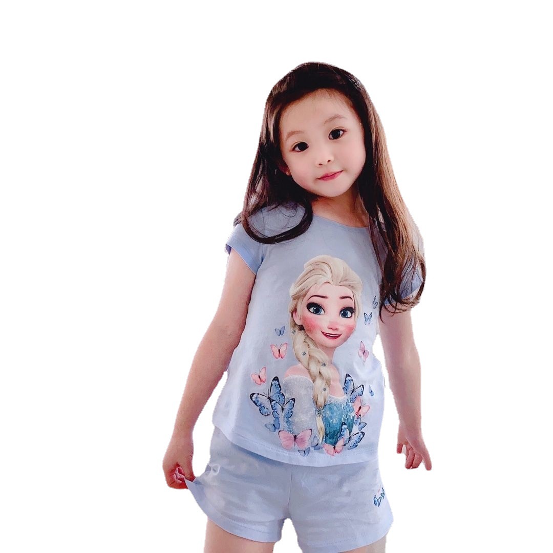 Princesa Aisha Niña Pijama Frozen Verano Manga corta Linda Red de algodón Super lindo Conjunto de casa para niños grandes