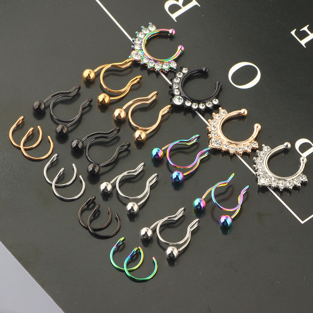 Stainless Steel Nose Ring Clip Set - Fake Piercing Nose Hoop 18Pcs Combo Wholesale detail image 11