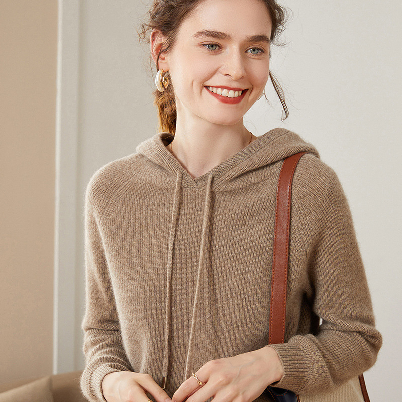 Cashmere Sweater Women's Loose Outer Wear New Autumn and Winter Knitted Thickened Hoodie Hoodie Women's Wool Base Sweater Cashmere Sweater Women's Loose Outer Wear New Autumn and Winter Knitted Thickened Hoodie Hoodie Women's Wool Base Sweater