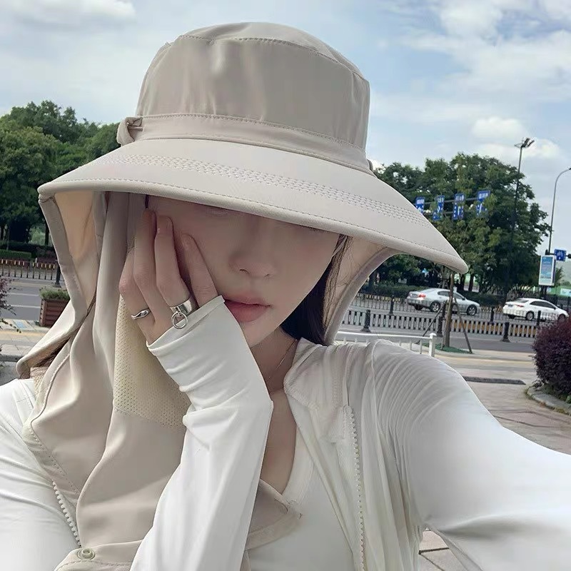 オールラウンド日焼け止め帽子、マスク、首の保護、通気性のある保護日よけ帽子、抗UV屋外日よけ漁師帽子|undefined