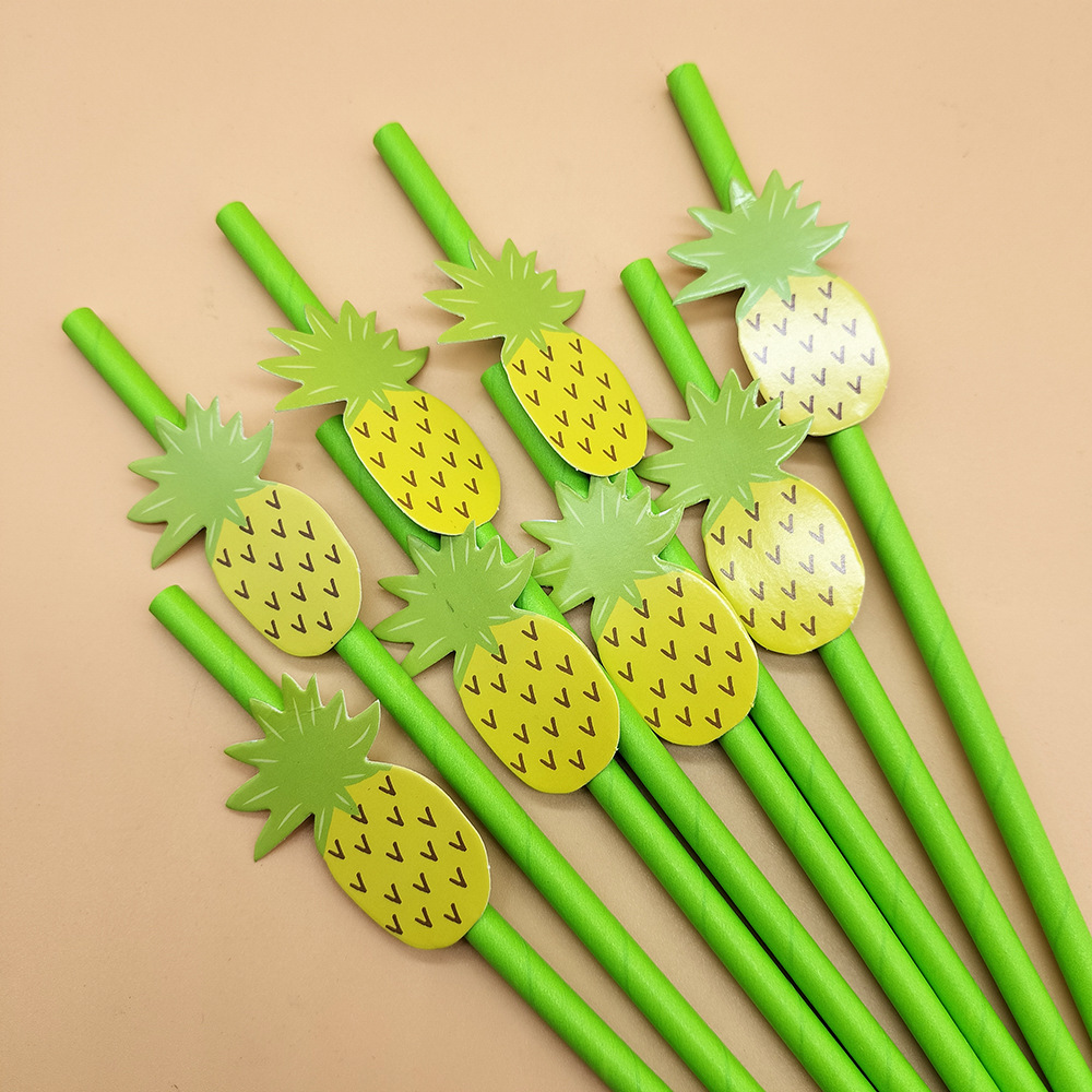 Internet celebridad paja desechable degradable papel paja piña tarjeta paja decorativa postre bar boda paja