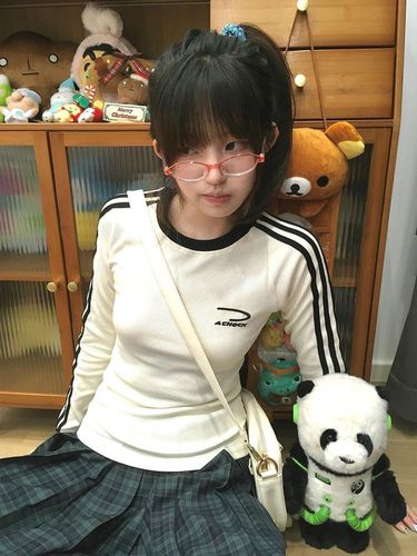 [210g, 40-count Faux Cotton] Embroidered Crew-Neck Long-Sleeve T-Shirt for Women, Patchwork Design with Three Stripes, Slim-Fit, Cropped Style, Available in Apricot