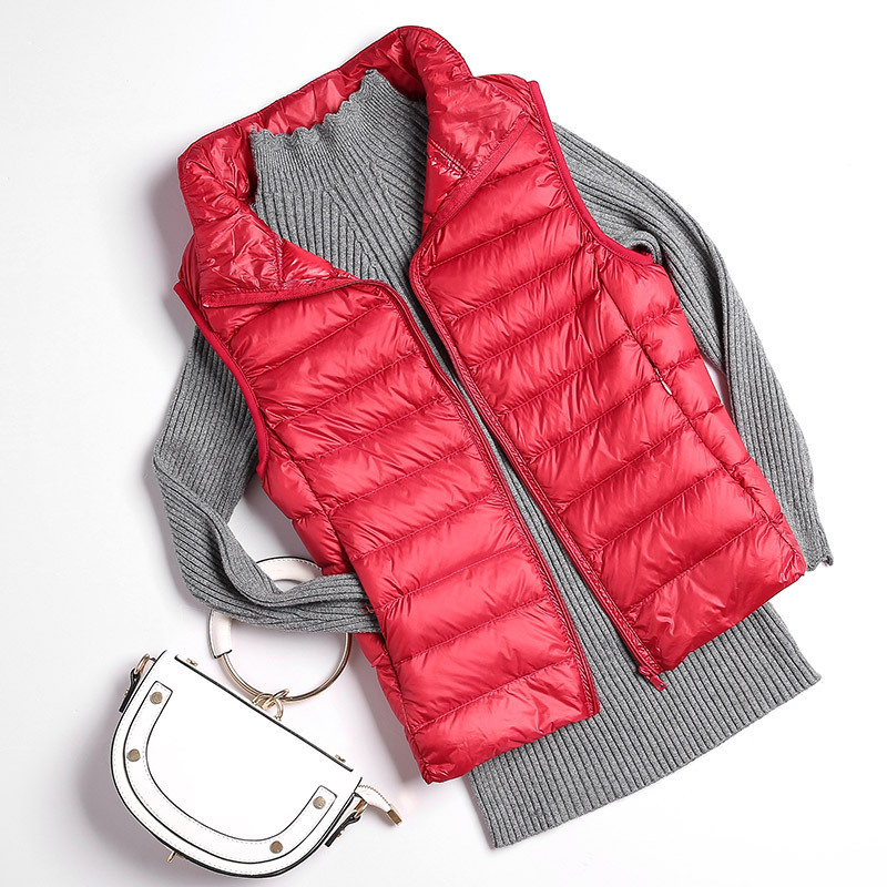 Lightweight down Vest for Women, Short Style with Stand Collar, Slim Fit, 2025 Autumn and Winter New down Vest, Large Size Women's Vest