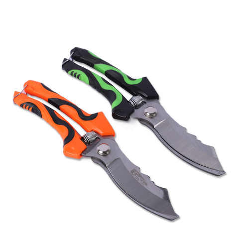 Double-color handle polished sharp scissors comfortable handle onion garlic head clip agricultural tool manufacturer wholesale garlic scissors
