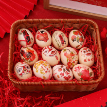 喜蛋鸡蛋纹身贴纸宝宝周岁满月百天新中式喜字贴纸婚礼生日宴会