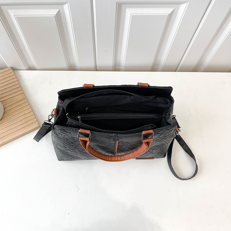 2024 new cross-border handbag, a large-capacity single-shoulder cross-border bestseller with soft leather embossed single-shoulder for women undefined