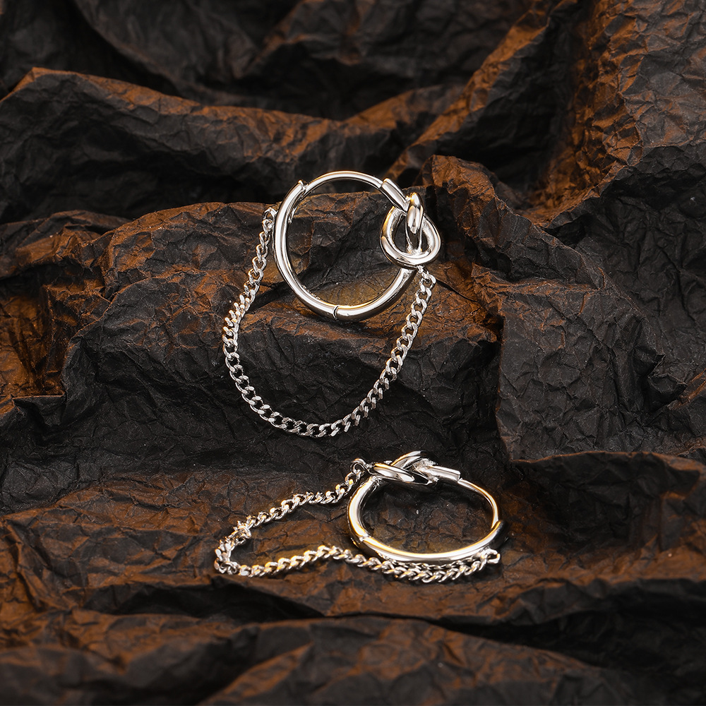 La industria pesada brillante anudada oreja hebilla pendientes cadena femenina red ins rojo hipster anillo de oreja