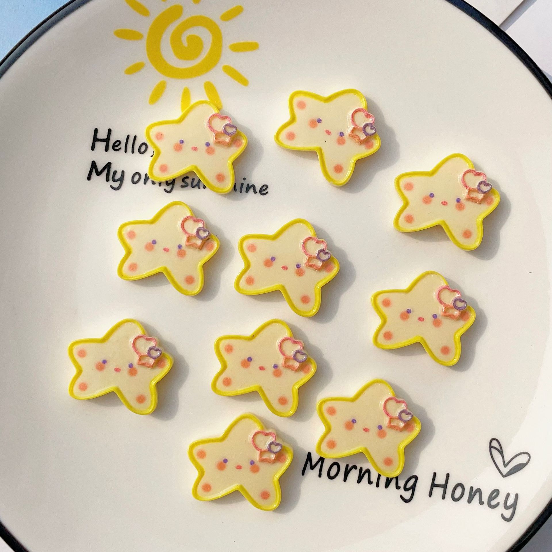 Dibujos animados DIY estrella brillante horquilla resina accesorios crema pegamento accesorios para el cabello teléfono móvil Shell colgante material animal estrella